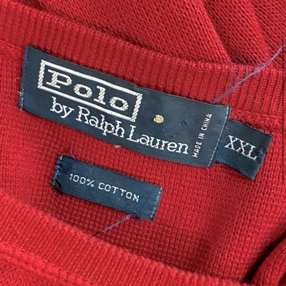 Vintage Polo By Ralph Lauren Red Cotton Knit Crew Neck Sweater XXL - Picture 3 of 13